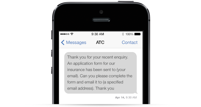 An example SMS message from a retailer to the customer