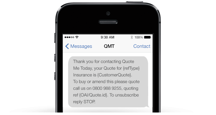An example of a Quote Me Today SMS message