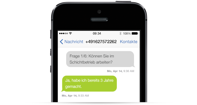 mobileJob SMS Recruitment Frage