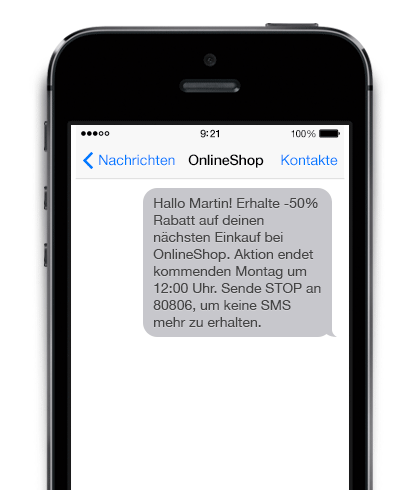 Beispiel für SMS Marketing