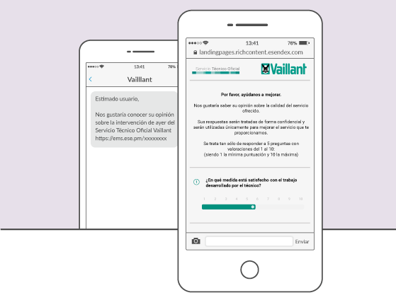 Encuestas de satisfacción por SMS de Vaillant