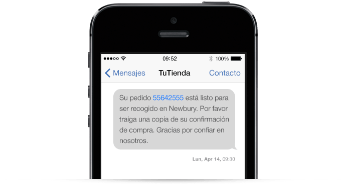 Un ejemplo de un recordatorio SMS para clientes