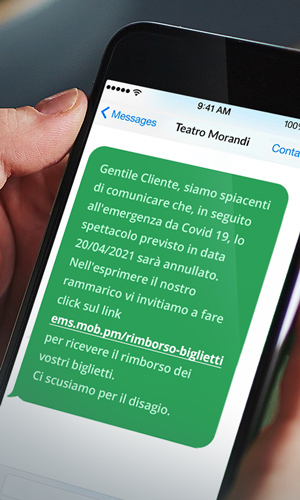Comunicare annullamento evento esempio testo sms