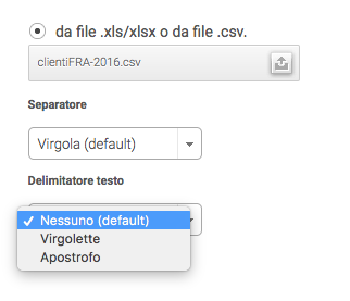 importare file csv - delimitatore