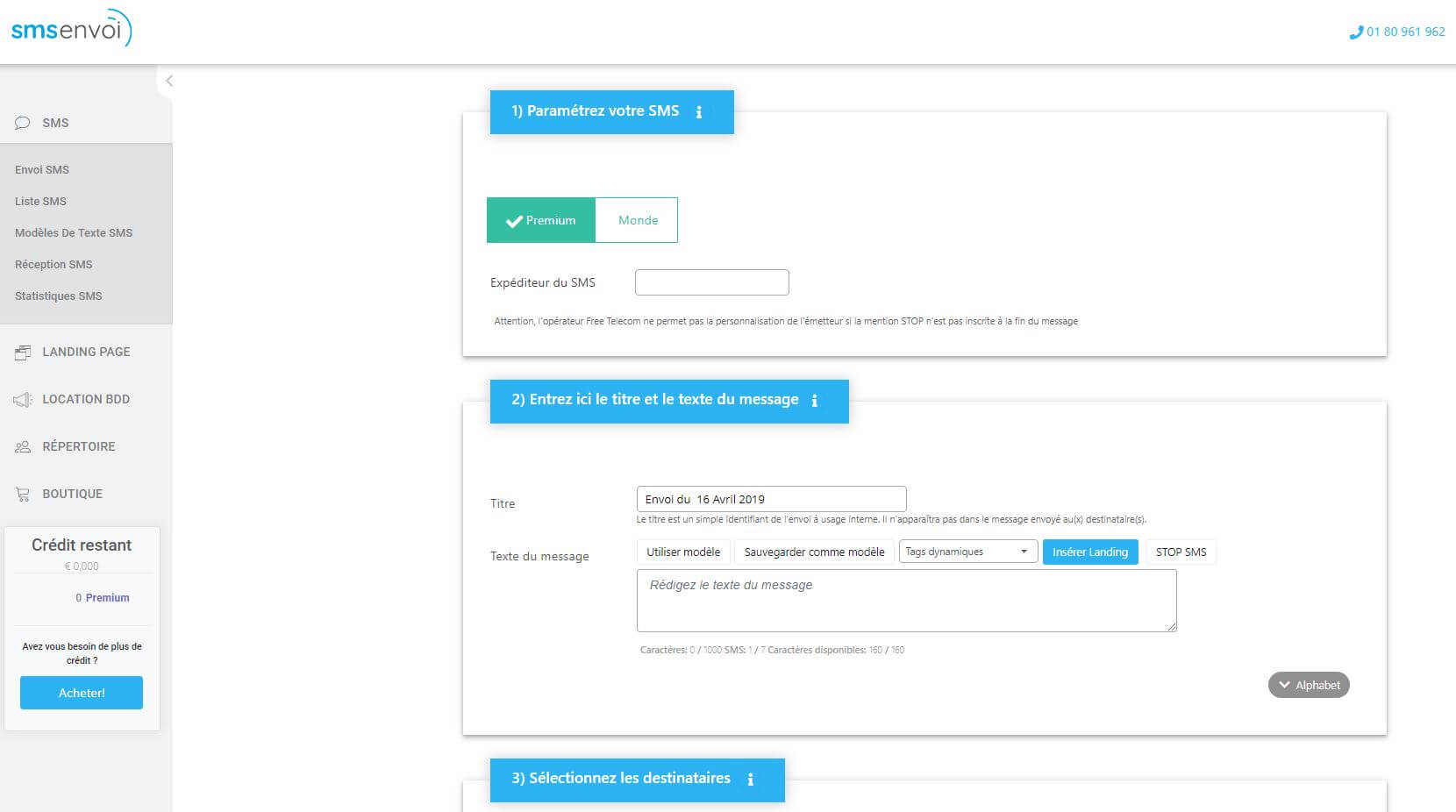 Envoyez des SMS avec la nouvelle plateforme
