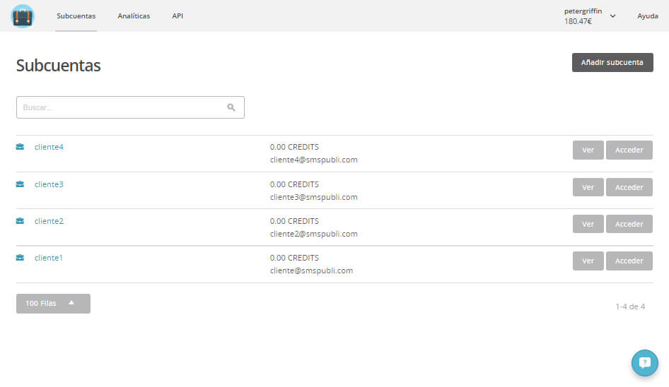 subcuentas plataforma smspubli