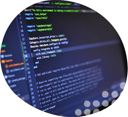 Photo of screen showing lots of code
