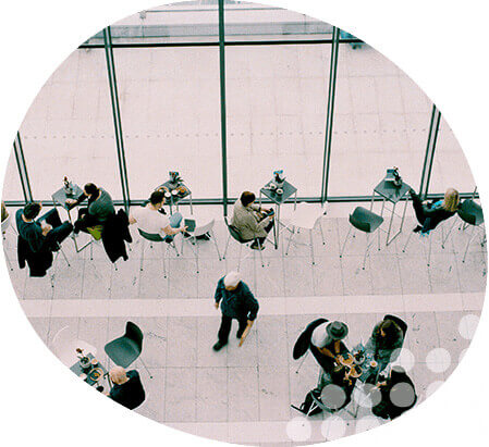 View of business people in canteen