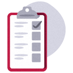 Illustration of clipboard with 4 boxes, one of which is ticked