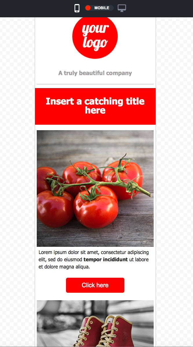 editor email drag& drop